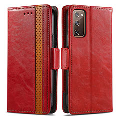 Leather Case Stands Flip Cover Holder S02D for Samsung Galaxy S20 FE 4G Red