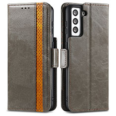 Leather Case Stands Flip Cover Holder S02D for Samsung Galaxy S24 5G Gray