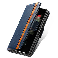 Leather Case Stands Flip Cover Holder S02D for Samsung Galaxy Z Fold3 5G Blue
