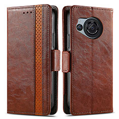 Leather Case Stands Flip Cover Holder S02D for Sharp Aquos R8 Brown