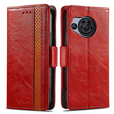 Leather Case Stands Flip Cover Holder S02D for Sharp Aquos R8 Red