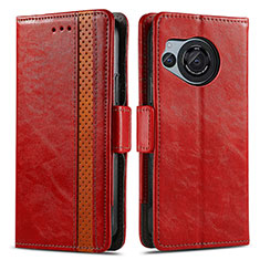 Leather Case Stands Flip Cover Holder S02D for Sharp Aquos R8s Red