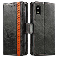 Leather Case Stands Flip Cover Holder S02D for Sharp Aquos wish3 Black