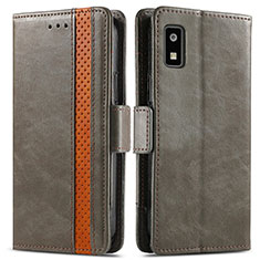 Leather Case Stands Flip Cover Holder S02D for Sharp Aquos wish3 Gray