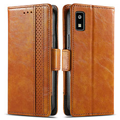 Leather Case Stands Flip Cover Holder S02D for Sharp Aquos wish3 Light Brown