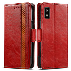 Leather Case Stands Flip Cover Holder S02D for Sharp Aquos wish3 Red