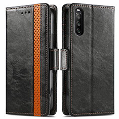 Leather Case Stands Flip Cover Holder S02D for Sony Xperia 10 III Black