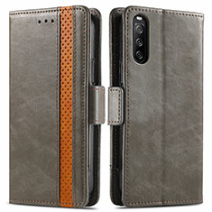 Leather Case Stands Flip Cover Holder S02D for Sony Xperia 10 III SOG04 Gray
