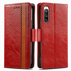 Leather Case Stands Flip Cover Holder S02D for Sony Xperia 10 IV SO-52C Red