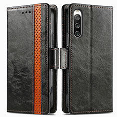 Leather Case Stands Flip Cover Holder S02D for Sony Xperia 10 IV SOG07 Black