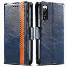 Leather Case Stands Flip Cover Holder S02D for Sony Xperia 10 IV SOG07 Blue