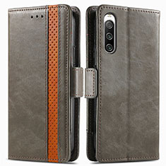 Leather Case Stands Flip Cover Holder S02D for Sony Xperia 10 IV SOG07 Gray