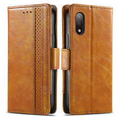 Leather Case Stands Flip Cover Holder S02D for Sony Xperia Ace II SO-41B Light Brown