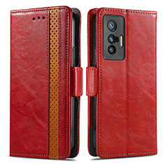 Leather Case Stands Flip Cover Holder S02D for Vivo X70t Red