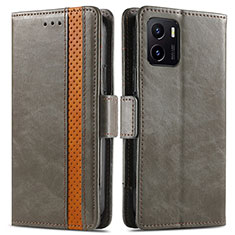 Leather Case Stands Flip Cover Holder S02D for Vivo Y01 Gray