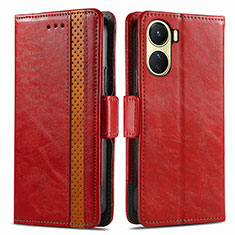 Leather Case Stands Flip Cover Holder S02D for Vivo Y16 Red