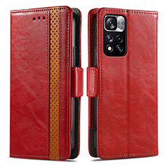 Leather Case Stands Flip Cover Holder S02D for Xiaomi Mi 11i 5G (2022) Red