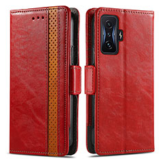 Leather Case Stands Flip Cover Holder S02D for Xiaomi Poco F4 GT 5G Red