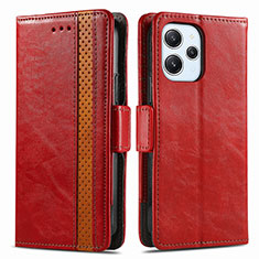 Leather Case Stands Flip Cover Holder S02D for Xiaomi Redmi 12 4G Red