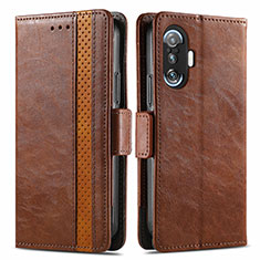 Leather Case Stands Flip Cover Holder S02D for Xiaomi Redmi K40 Gaming 5G Brown