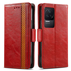 Leather Case Stands Flip Cover Holder S02D for Xiaomi Redmi K50 Pro 5G Red