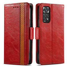 Leather Case Stands Flip Cover Holder S02D for Xiaomi Redmi Note 11 4G (2022) Red