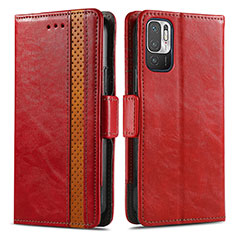 Leather Case Stands Flip Cover Holder S02D for Xiaomi Redmi Note 11 SE 5G Red