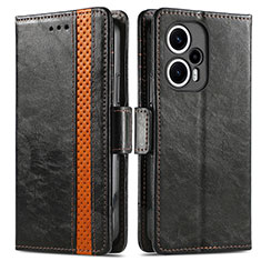 Leather Case Stands Flip Cover Holder S02D for Xiaomi Redmi Note 12 Turbo 5G Black