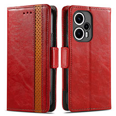 Leather Case Stands Flip Cover Holder S02D for Xiaomi Redmi Note 12 Turbo 5G Red