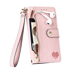 Leather Case Stands Flip Cover Holder S03D for Apple iPhone 15 Pink