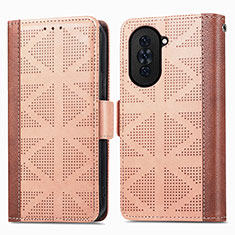 Leather Case Stands Flip Cover Holder S03D for Huawei Nova 10 Pro Light Brown