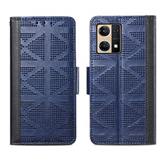 Leather Case Stands Flip Cover Holder S03D for Oppo F21 Pro 4G Blue