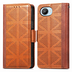 Leather Case Stands Flip Cover Holder S03D for Realme C30 Brown