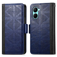 Leather Case Stands Flip Cover Holder S03D for Realme C33 Blue