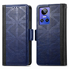 Leather Case Stands Flip Cover Holder S03D for Realme GT Neo3 5G Blue