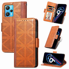 Leather Case Stands Flip Cover Holder S03D for Realme Narzo 50 Pro 5G Brown