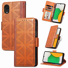 Leather Case Stands Flip Cover Holder S03D for Samsung Galaxy A03 Core Brown