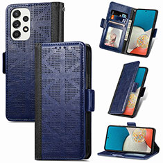 Leather Case Stands Flip Cover Holder S03D for Samsung Galaxy A53 5G Blue