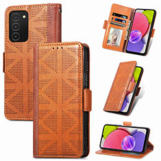 Leather Case Stands Flip Cover Holder S03D for Samsung Galaxy F02S SM-E025F Brown