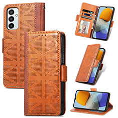 Leather Case Stands Flip Cover Holder S03D for Samsung Galaxy F23 5G Brown