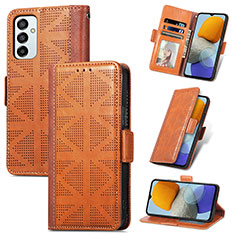 Leather Case Stands Flip Cover Holder S03D for Samsung Galaxy M23 5G Brown