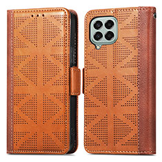 Leather Case Stands Flip Cover Holder S03D for Samsung Galaxy M33 5G Brown