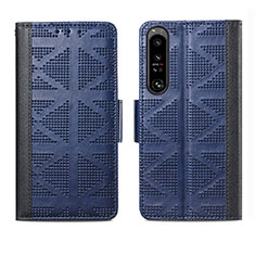 Leather Case Stands Flip Cover Holder S03D for Sony Xperia 1 IV SO-51C Blue