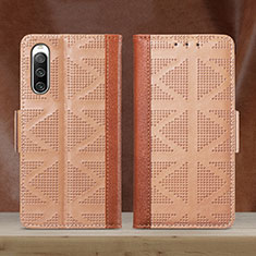 Leather Case Stands Flip Cover Holder S03D for Sony Xperia 10 IV Light Brown