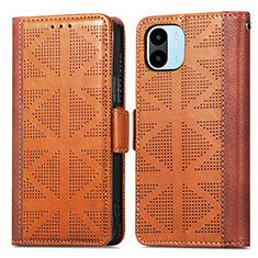 Leather Case Stands Flip Cover Holder S03D for Xiaomi Redmi A1 Brown