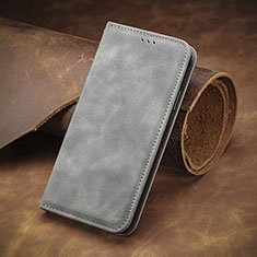 Leather Case Stands Flip Cover Holder S04D for Asus ZenFone 8 Mini Gray