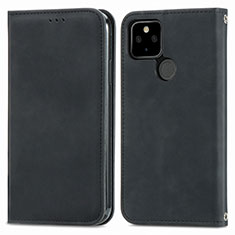 Leather Case Stands Flip Cover Holder S04D for Google Pixel 5a 5G Black