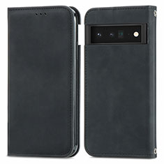 Leather Case Stands Flip Cover Holder S04D for Google Pixel 6 5G Black