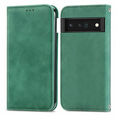 Leather Case Stands Flip Cover Holder S04D for Google Pixel 6 5G Green