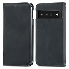 Leather Case Stands Flip Cover Holder S04D for Google Pixel 6 Pro 5G Black